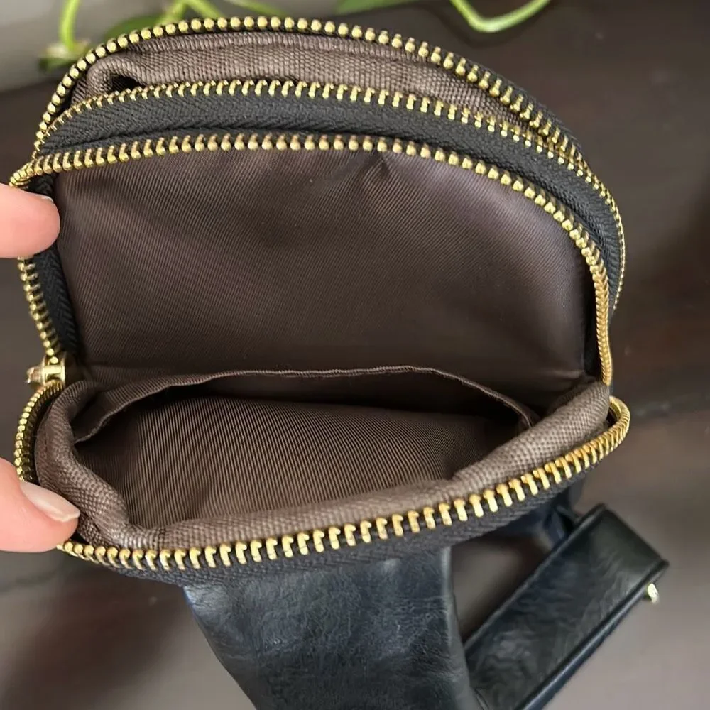 Inicat Small Crossbody Purse Vegan Black Leather